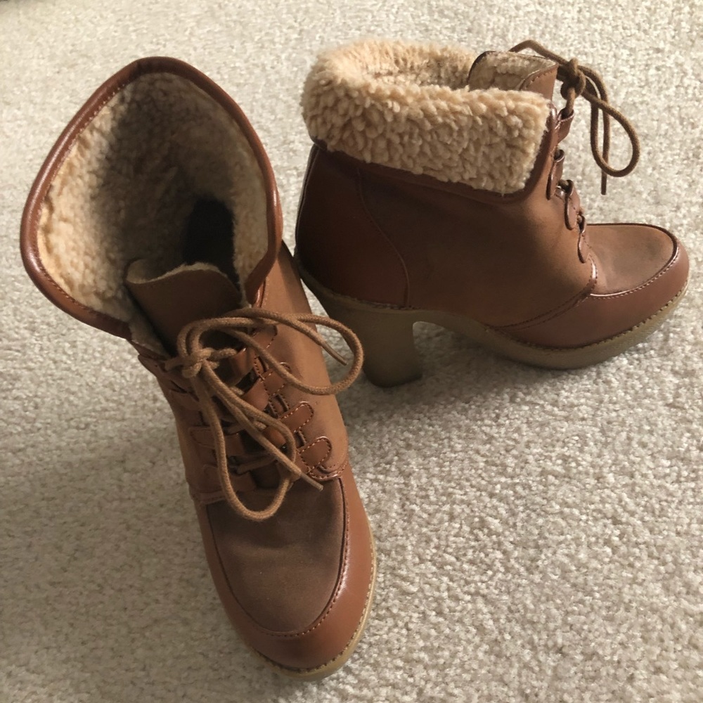 Rubber bottom heeled booties